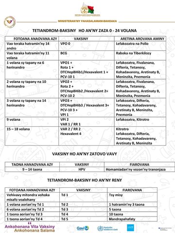 calendrier vaccinal